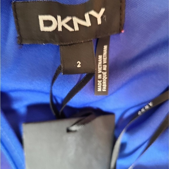 DKNY  Blue Floral Ruffle Elegant Spring Summer Maxi Dress 2 NWT - Picture 8 of 10